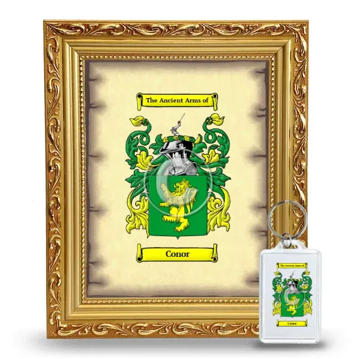 Conor Framed Coat of Arms and Keychain - Gold