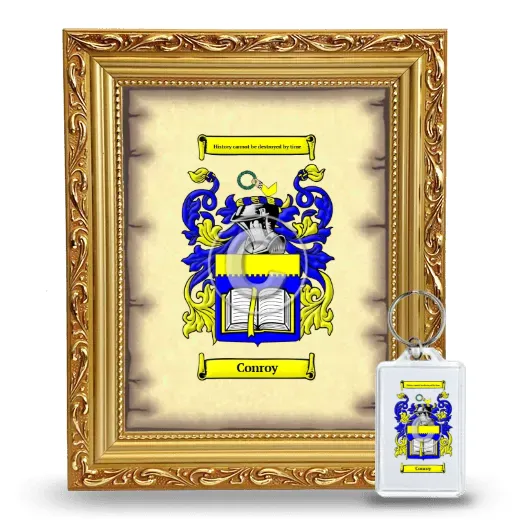 Conroy Framed Coat of Arms and Keychain - Gold