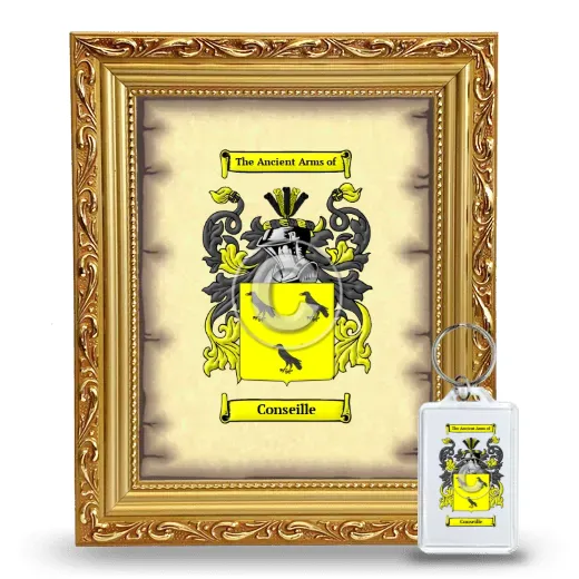 Conseille Framed Coat of Arms and Keychain - Gold