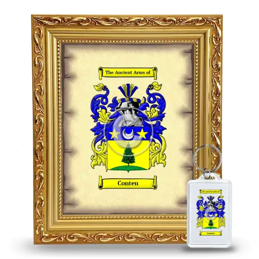 Conten Framed Coat of Arms and Keychain - Gold
