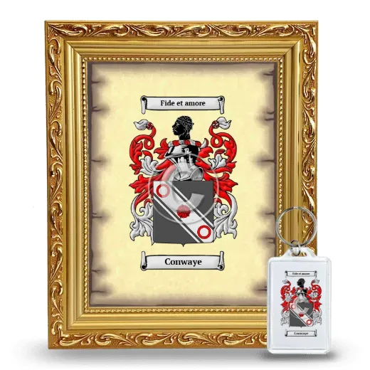 Conwaye Framed Coat of Arms and Keychain - Gold