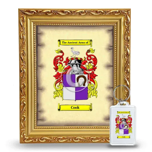 Cook Framed Coat of Arms and Keychain - Gold