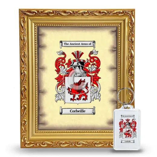 Corbeille Framed Coat of Arms and Keychain - Gold
