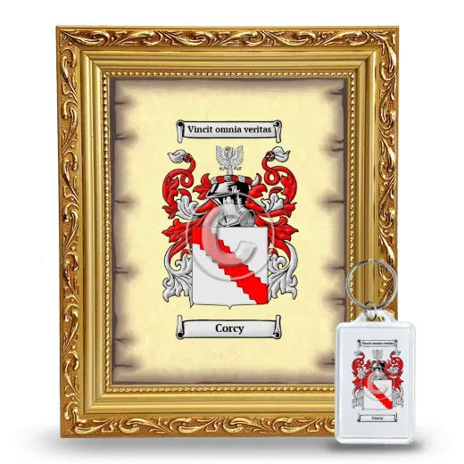 Corcy Framed Coat of Arms and Keychain - Gold
