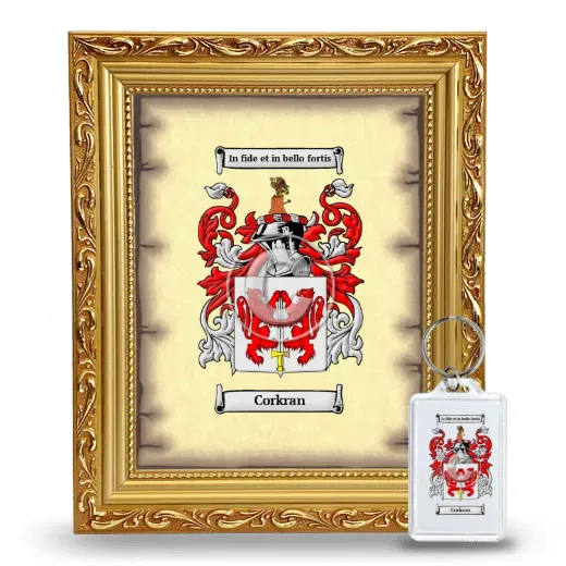Corkran Framed Coat of Arms and Keychain - Gold