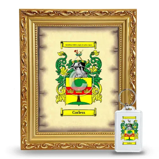 Corless Framed Coat of Arms and Keychain - Gold