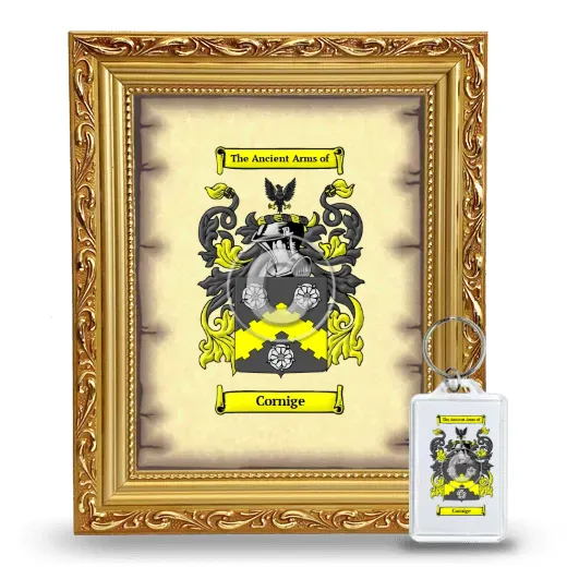 Cornige Framed Coat of Arms and Keychain - Gold