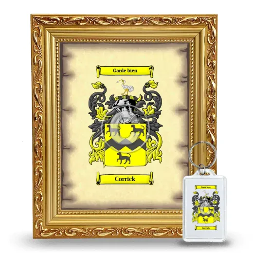 Corrick Framed Coat of Arms and Keychain - Gold