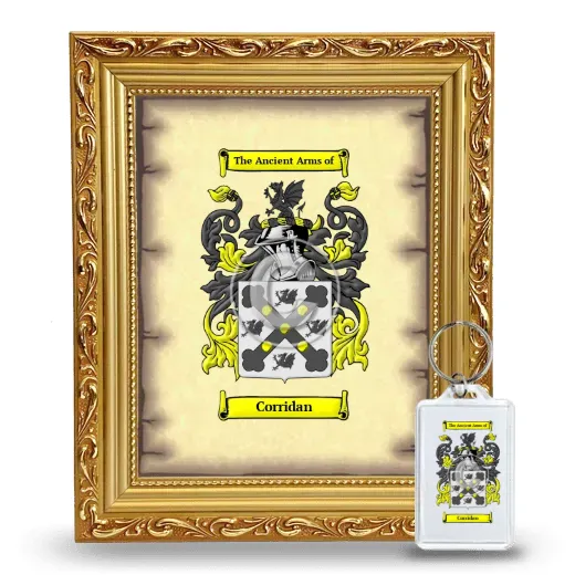 Corridan Framed Coat of Arms and Keychain - Gold