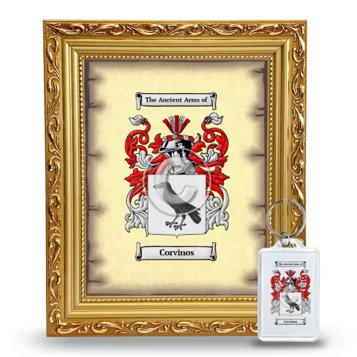 Corvinos Framed Coat of Arms and Keychain - Gold