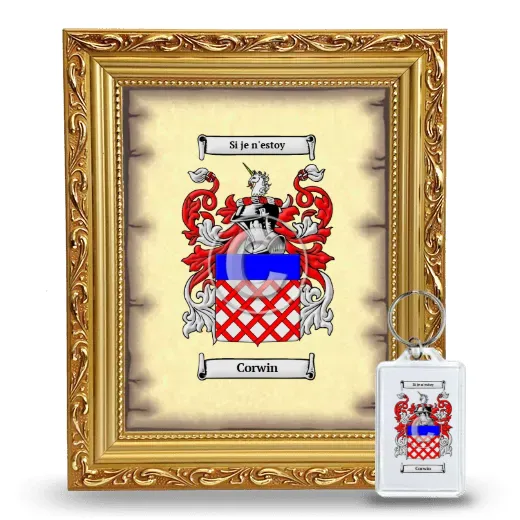 Corwin Framed Coat of Arms and Keychain - Gold