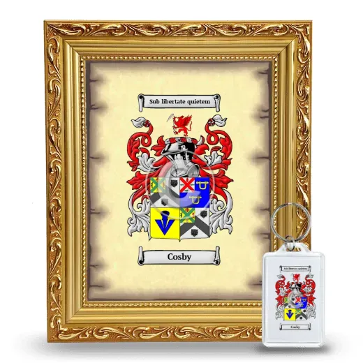 Cosby Framed Coat of Arms and Keychain - Gold