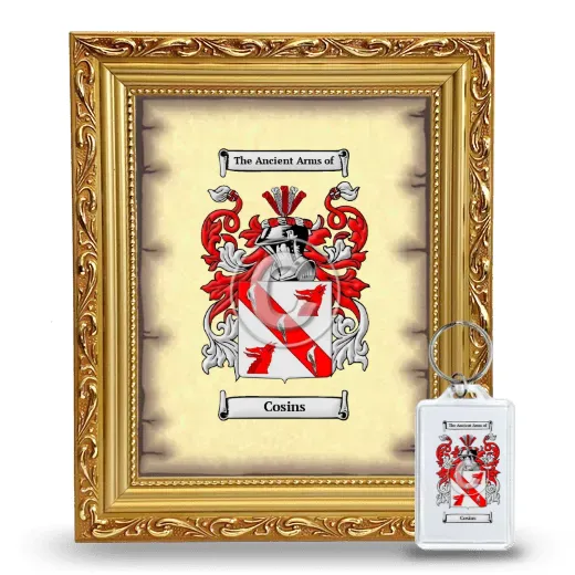 Cosins Framed Coat of Arms and Keychain - Gold
