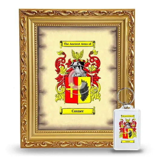 Cosner Framed Coat of Arms and Keychain - Gold