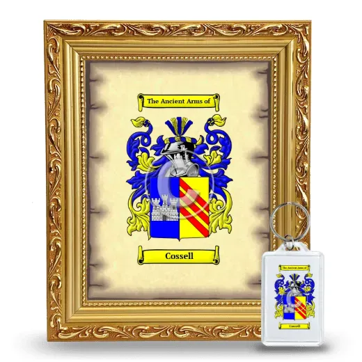 Cossell Framed Coat of Arms and Keychain - Gold