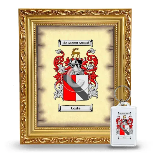 Coste Framed Coat of Arms and Keychain - Gold