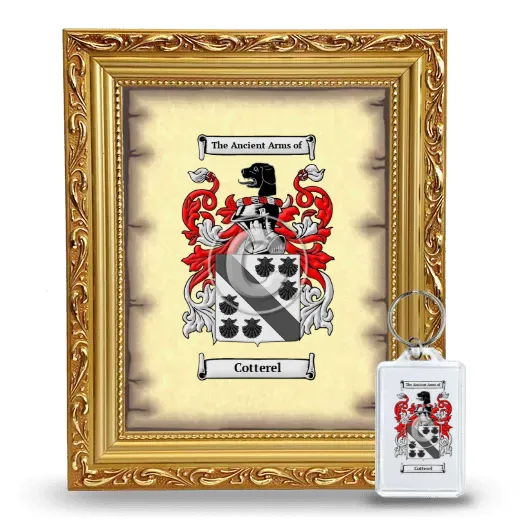 Cotterel Framed Coat of Arms and Keychain - Gold