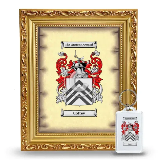 Cottey Framed Coat of Arms and Keychain - Gold