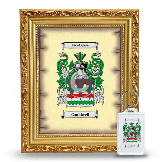 Couldwell Framed Coat of Arms and Keychain - Gold