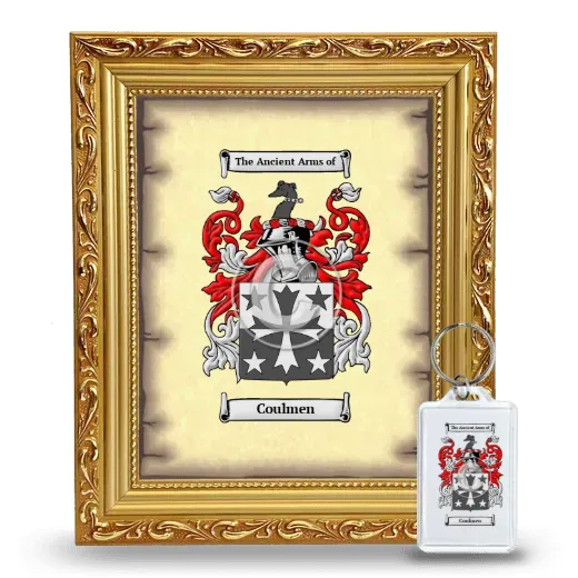 Coulmen Framed Coat of Arms and Keychain - Gold