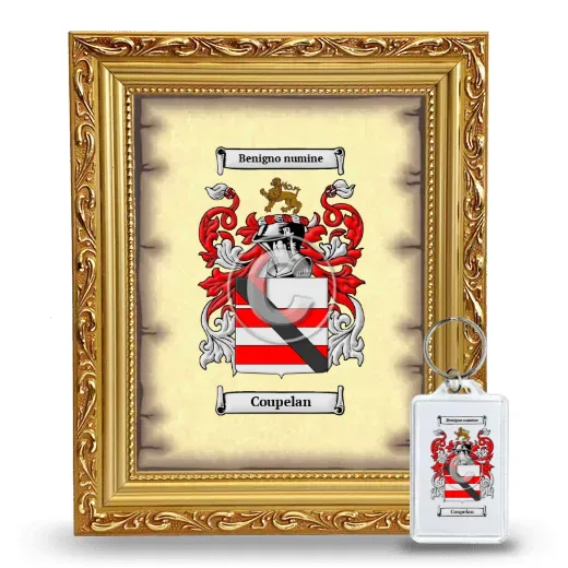 Coupelan Framed Coat of Arms and Keychain - Gold