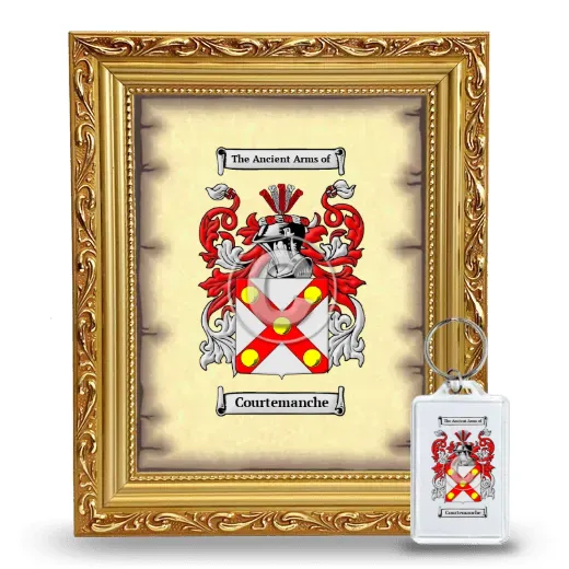 Courtemanche Framed Coat of Arms and Keychain - Gold