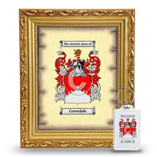 Coverdale Framed Coat of Arms and Keychain - Gold
