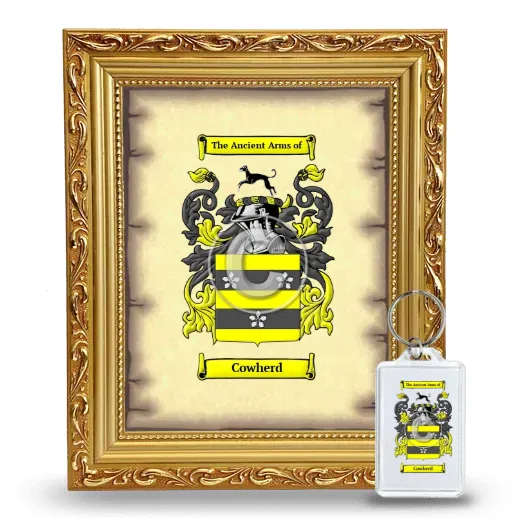 Cowherd Framed Coat of Arms and Keychain - Gold