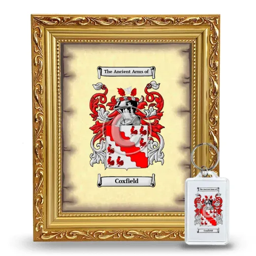 Coxfield Framed Coat of Arms and Keychain - Gold
