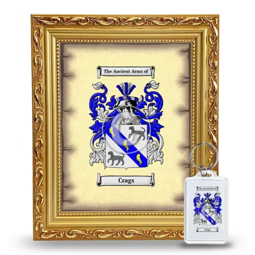 Crags Framed Coat of Arms and Keychain - Gold
