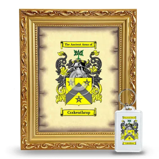 Crakenthrup Framed Coat of Arms and Keychain - Gold