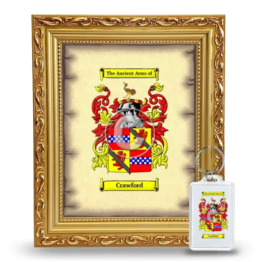 Crawford Framed Coat of Arms and Keychain - Gold