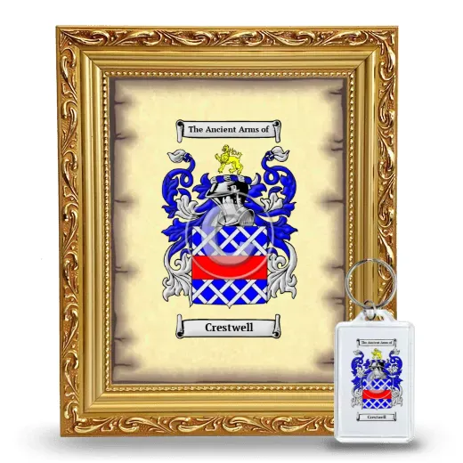Crestwell Framed Coat of Arms and Keychain - Gold