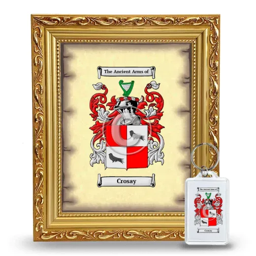 Crosay Framed Coat of Arms and Keychain - Gold