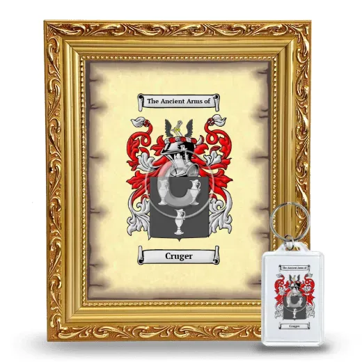 Cruger Framed Coat of Arms and Keychain - Gold