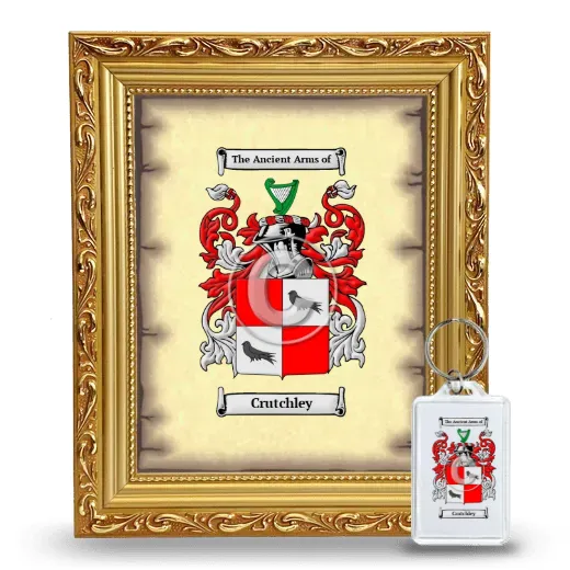 Crutchley Framed Coat of Arms and Keychain - Gold