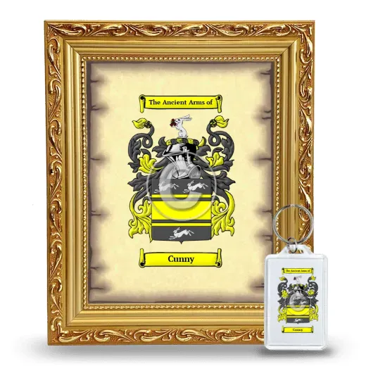 Cunny Framed Coat of Arms and Keychain - Gold