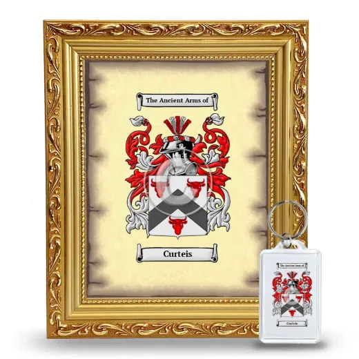Curteis Framed Coat of Arms and Keychain - Gold
