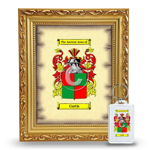 Curtis Framed Coat of Arms and Keychain - Gold