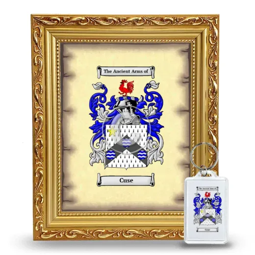 Cuse Framed Coat of Arms and Keychain - Gold