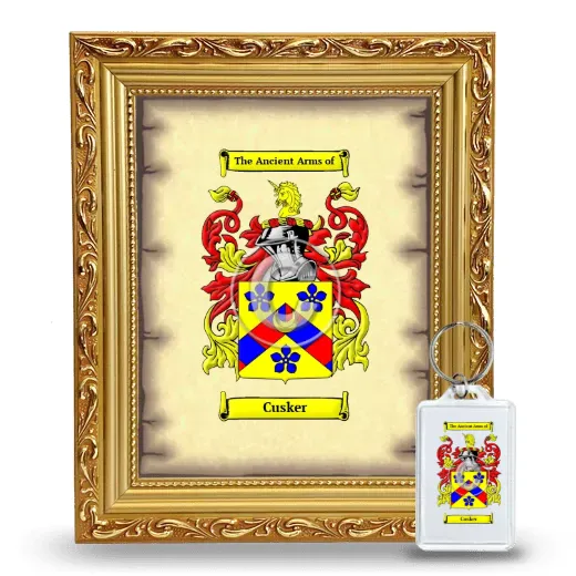 Cusker Framed Coat of Arms and Keychain - Gold
