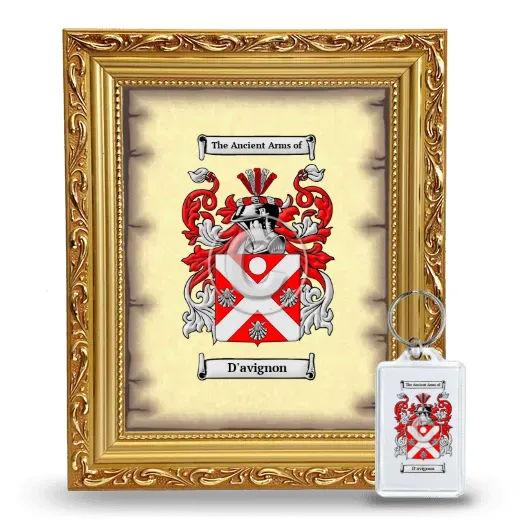 D'avignon Framed Coat of Arms and Keychain - Gold