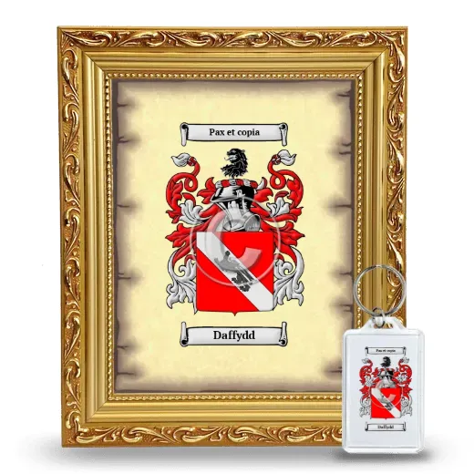 Daffydd Framed Coat of Arms and Keychain - Gold