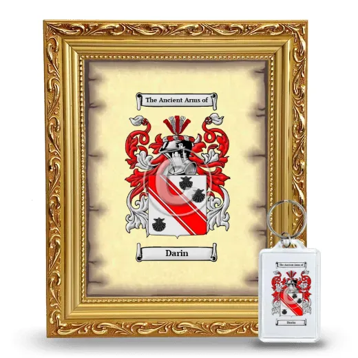 Darin Framed Coat of Arms and Keychain - Gold