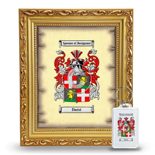 Darst Framed Coat of Arms and Keychain - Gold