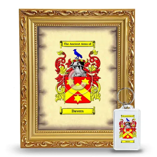Davers Framed Coat of Arms and Keychain - Gold