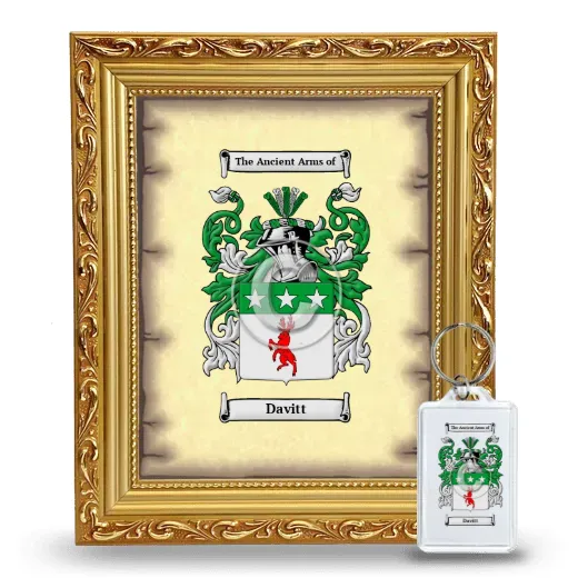 Davitt Framed Coat of Arms and Keychain - Gold