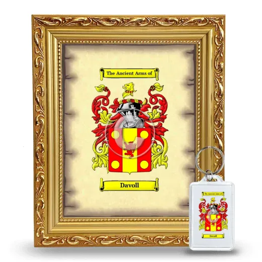 Davoll Framed Coat of Arms and Keychain - Gold