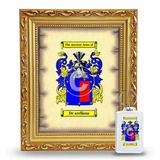 De arellana Framed Coat of Arms and Keychain - Gold