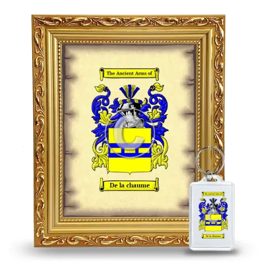 De la chaume Framed Coat of Arms and Keychain - Gold